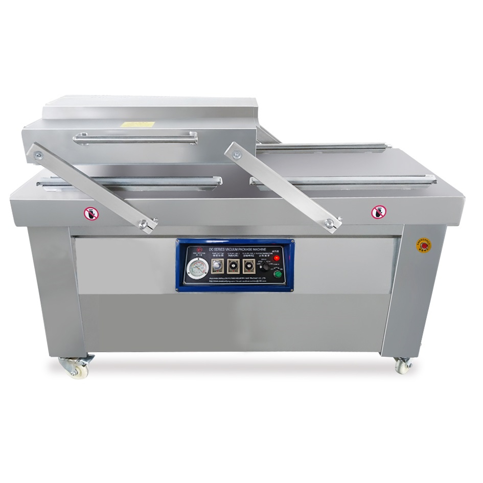 Double chamber vacuum package machine two sealing